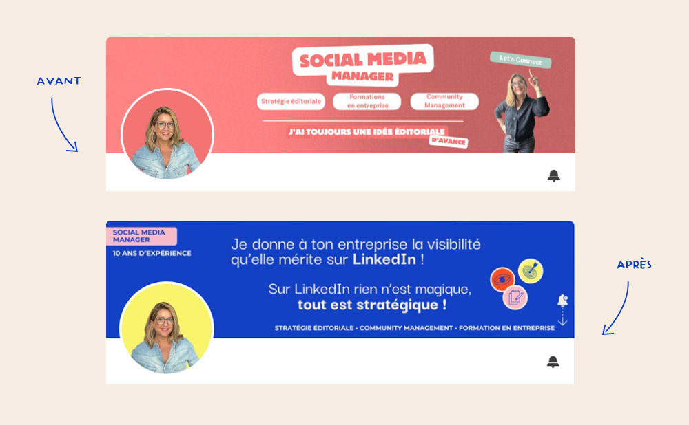 avant après identité linkedin
